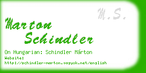 marton schindler business card